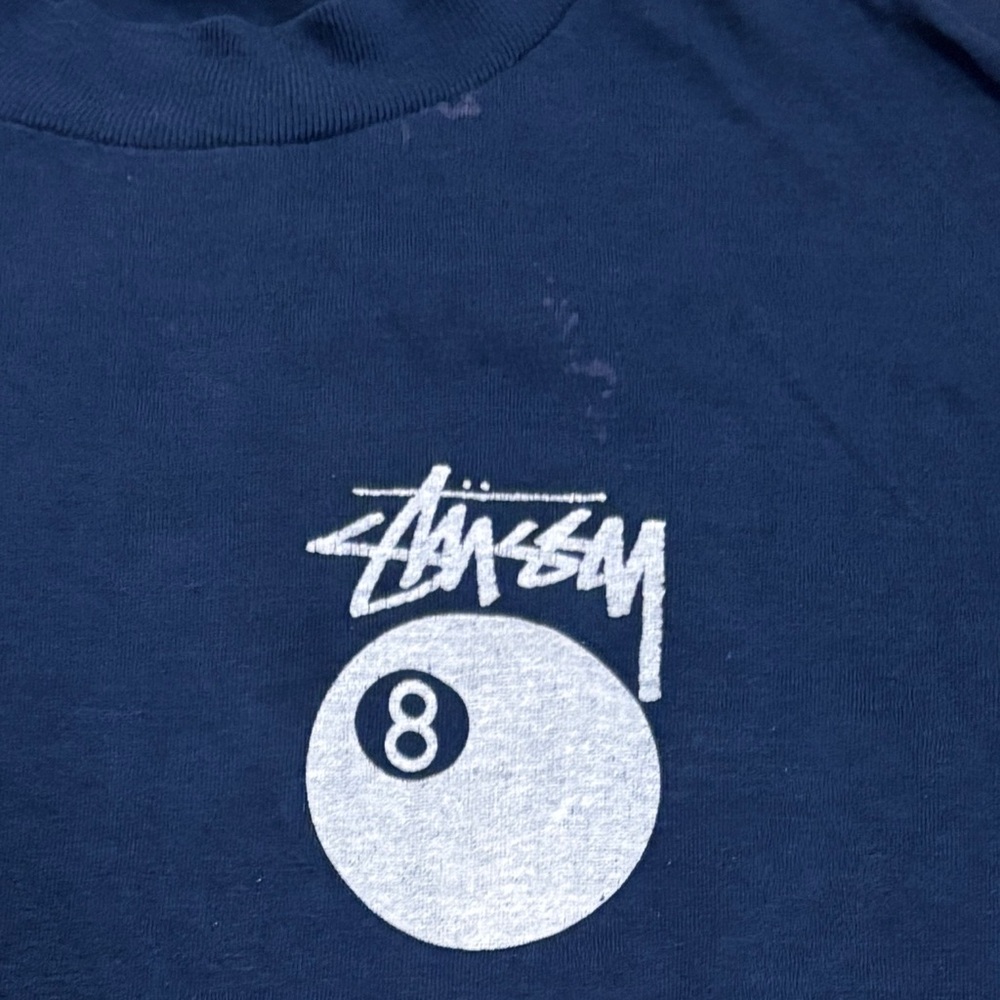Stussy Vintage Cropped Blue 8 Ball Graphic T Shirt Grunge Skater Flowy Fit - Picture 6 of 6